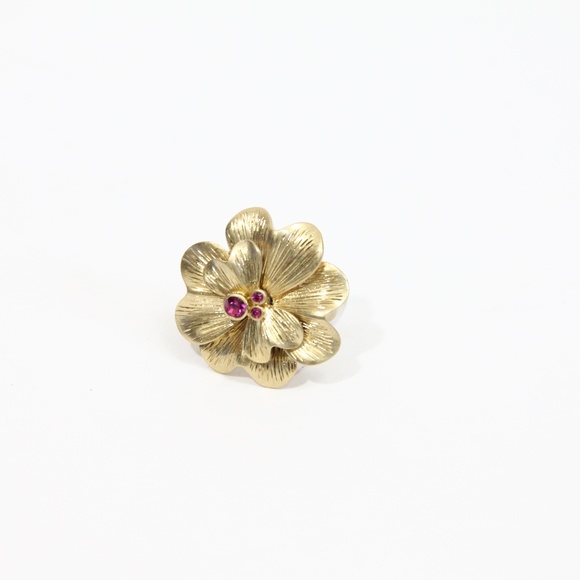 Lia Sophia Gold Flower Ring NEW sz 8 Fashion Jewelry Wildflower Crystals - Picture 6 of 7